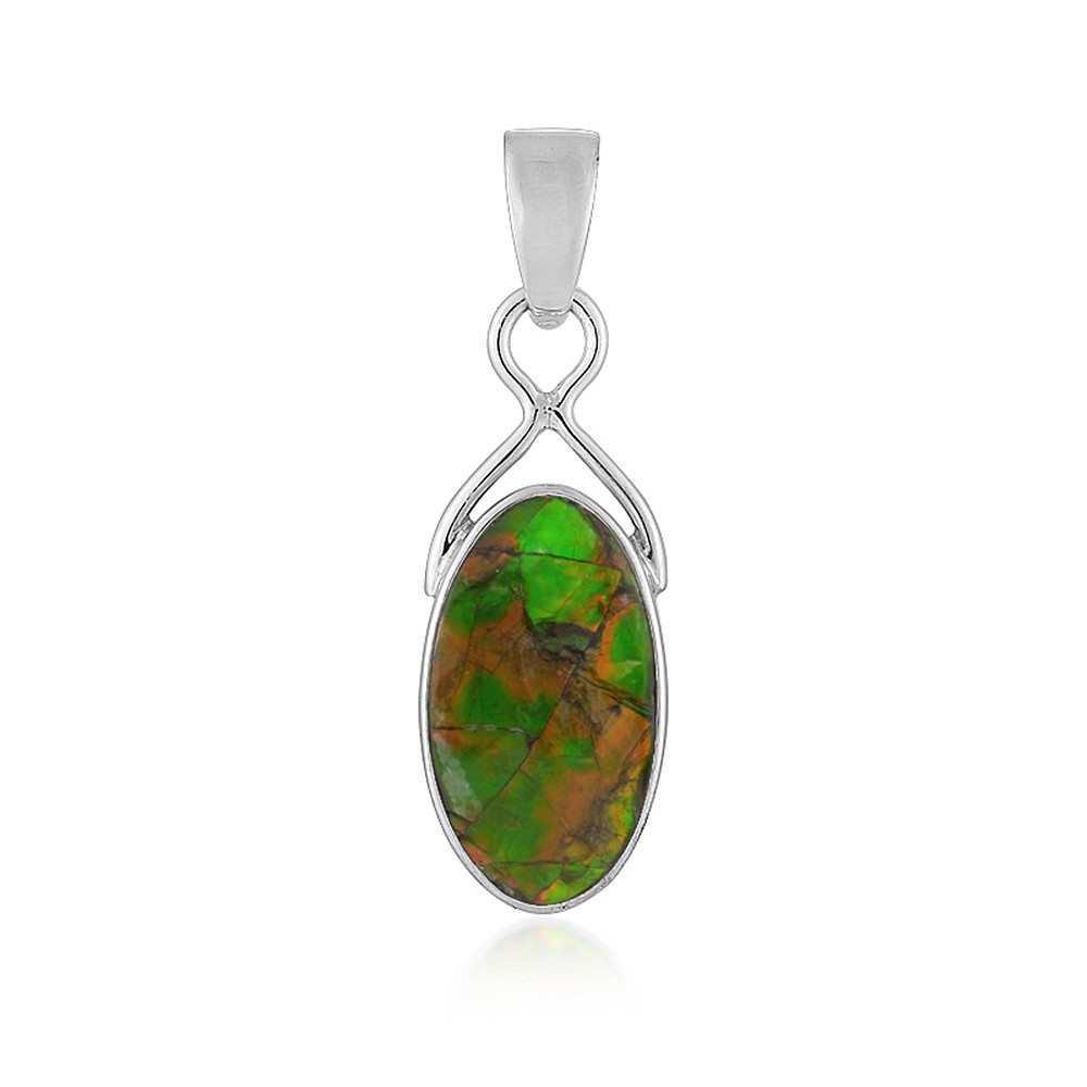 Pendente in Ammolita, ovale (21 x 12 mm), 3,8 cm, rodiato | Marco Schreier