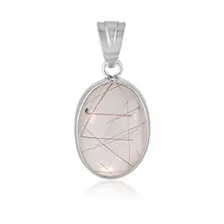 242018250018 Pendentif Quartz-Rutile, ovale (19 x 14mm), 3,0cm, rhodié | Marco Schreier