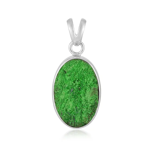 Uvarovite pendant, oval (22 x 15mm), 3.4cm, rhodiniert | Marco Schreier