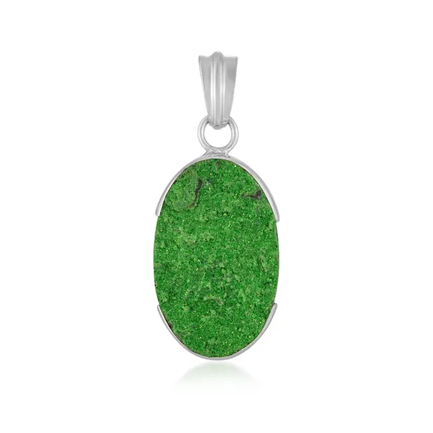 Pendentif Uvarovite, ovale (32 x 20mm), 4,4cm, rhodié | Marco Schreier