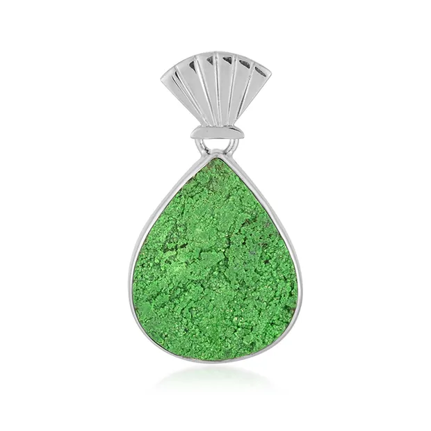 Colgante de Uvarovita, gota (24 x 19mm), 3,5cm, rodinado | Marco Schreier