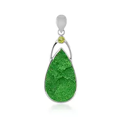 242018250025 Ciondolo Uvarovite, goccia (33 x 19 mm), Peridoto, 4,6 cm, rodiato | Marco Schreier