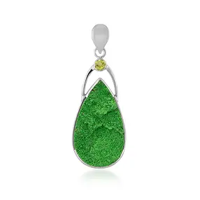 Ciondolo Uvarovite, goccia (33 x 19 mm), Peridoto, 4,6 cm, rodiato | Marco Schreier