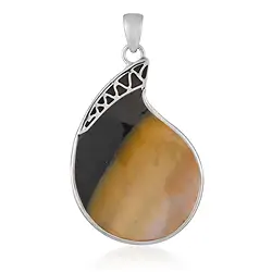 242018250028 Pendentif nacre, flamme Yin Yang (40 x 30mm), 5,5cm, rhodié | Marco Schreier