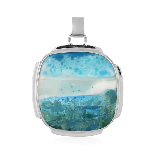 Anhänger Atacama-Opal, Cushion (32 x 32mm), 4,5cm, rhodiniert | Marco Schreier