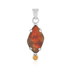 242018250031 Pendentif Ammolite, forme libre (24 x15mm), grenat, 4,4cm, rhodié | Marco Schreier