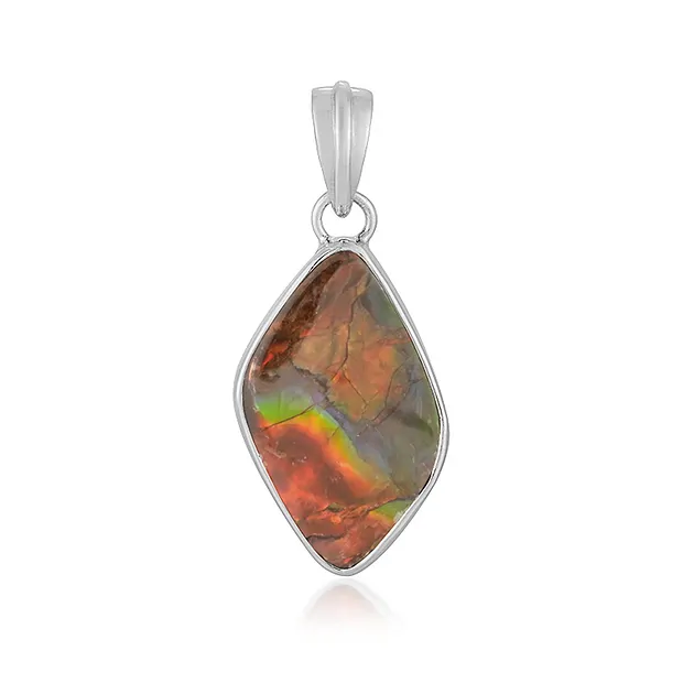 Ammolite pendant, freeform (23 x 13mm), 3.2cm, rhodiniert | Marco Schreier