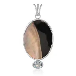 242018250047 Colgante de Madre Perla (Nácar), Yin Yang, oval (33 x 25 mm), topacio, 5,1 cm, platinado | Marco Schreier