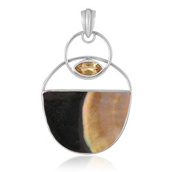 242018250048 Colgante de Madre Perla, Yin Yang semicircular (30 x 20 mm), Citrino, 5,2 cm, rodinado | Marco Schreier