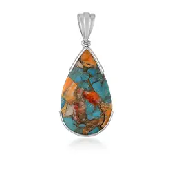 242018250068 Colgante piedra mohave (rec.), gota (30 x 18mm), 4,0cm, rodinado | Marco Schreier