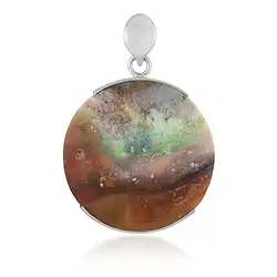 242018250076 Garut stone pendant, round (33mm), 4.4cm, rhodiniert | Marco Schreier