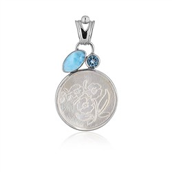 242018250079 Anhänger Perlmutt, Blume (20mm), Larimar, Topas, 5,4cm, rhodiniert | Marco Schreier