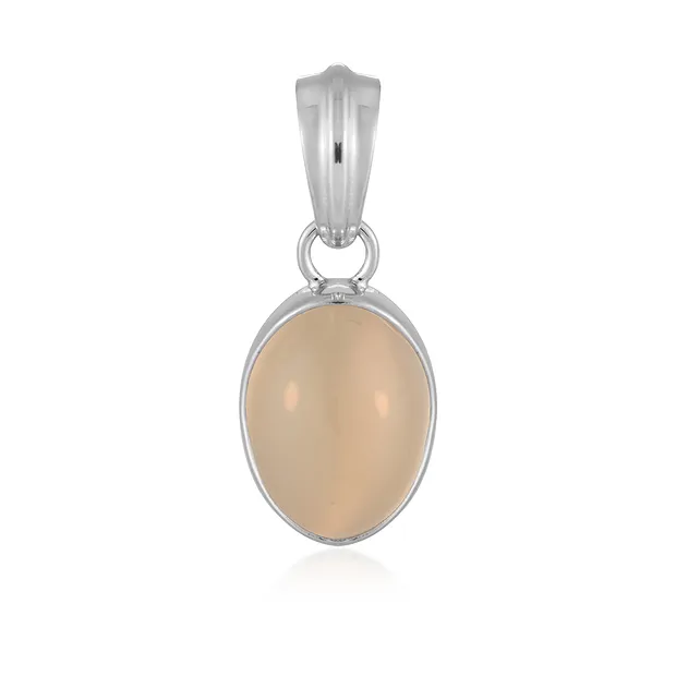 Anhänger Mondstein, oval (12 x 10mm), 2,1cm, rhodiniert | Marco Schreier