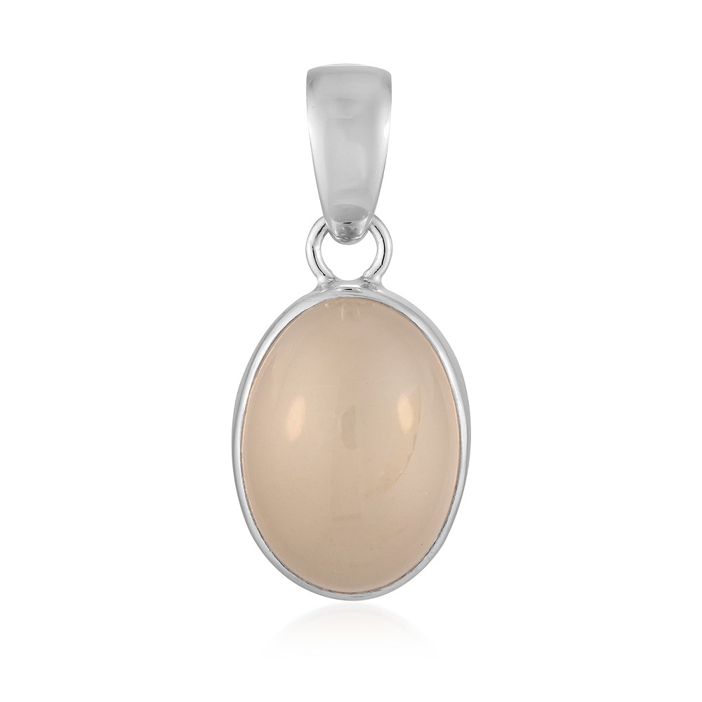 Moonstone pendant, oval (18 x 14mm), 2.7cm, rhodiniert | Marco Schreier