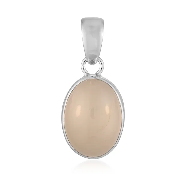 Pendentif pierre de lune, ovale (18 x 14mm), 2,7cm, rhodié | Marco Schreier