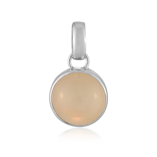 Moonstone pendant, round (12mm), 1.9cm, rhodiniert | Marco Schreier
