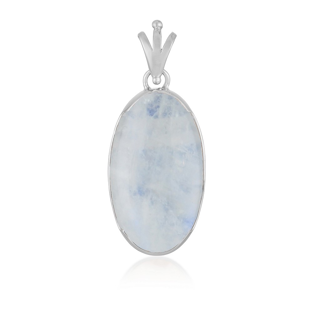 Anhänger Labradorit (weiß), Oval (35 x 20mm), 5,0cm, platiniert | Marco Schreier