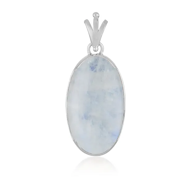 Labrodorite (white) pendant, oval (35 x 20mm), 5.0cm, platinum plated | Marco Schreier