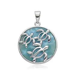 242018250105 Anhänger Larimar, Schildkröten-Familie, 3,2cm, rhodiniert | Marco Schreier