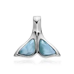 242018250110 Anhänger Larimar, Walflosse, 1,95cm, rhodiniert | Marco Schreier