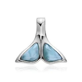 Larimar pendant, whale fin, 1.95 cm, rhodiniert | gems, healing stones & jewelry