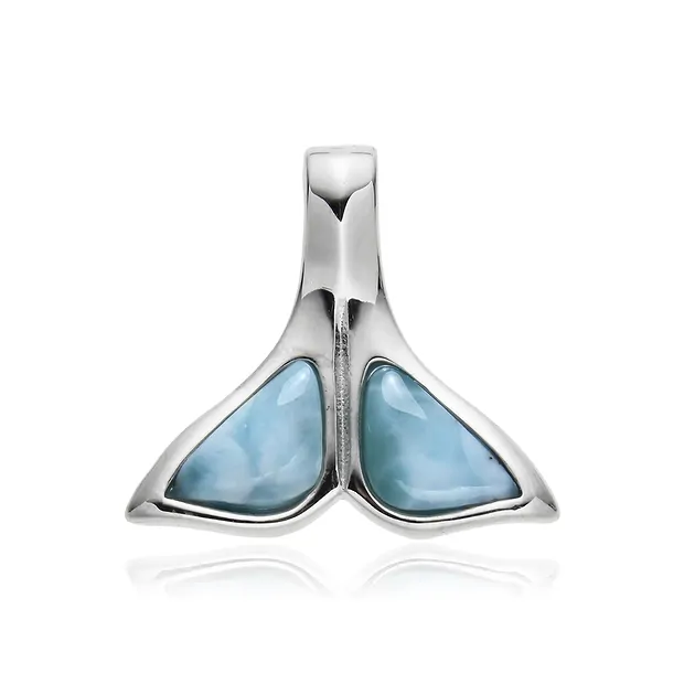 Larimar pendant, whale fin, 1.95 cm, rhodiniert | gems, healing stones & jewelry