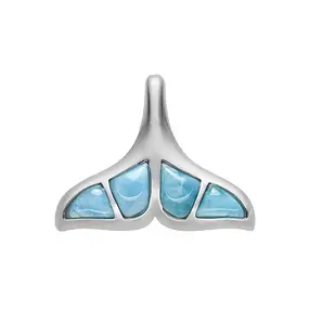 Larimar pendant, whale fin, 2.5 cm, rhodiniert | gems, healing stones & jewelry