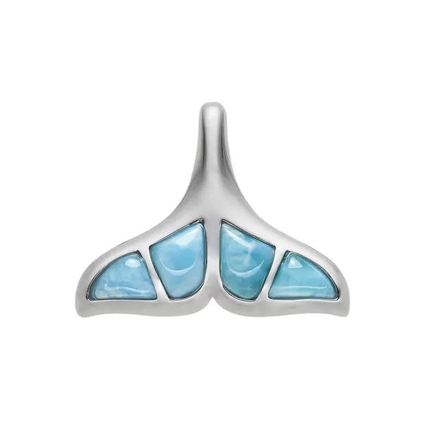 Anhänger Larimar, Walflosse, 2,5cm, rhodiniert | Marco Schreier