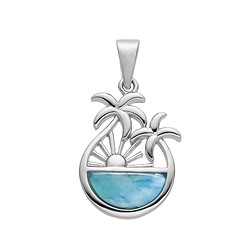 242018250112 Pendentif Larimar, palmiers, 2,9cm, rhodi&#xE9; | Marco Schreier