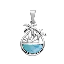 242018250112 Anhänger Larimar, Palmen, 2,9cm, rhodiniert | Edelsteine, Heilsteine & Schmuck