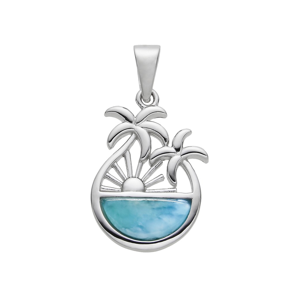 Anhänger Larimar, Palmen, 2,9cm, rhodiniert | Edelsteine, Heilsteine & Schmuck