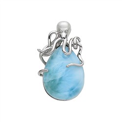 242018250113 Larimar pendant, octupus, 2.5 cm, rhodiniert | wholesaler gems & healing stones