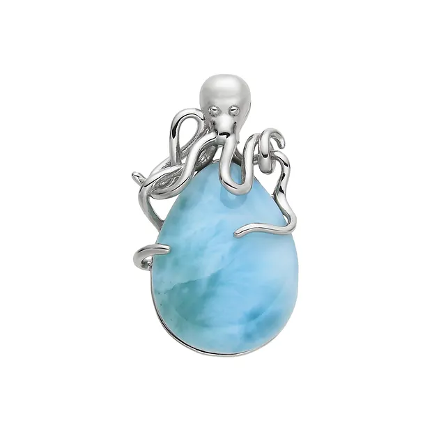 Pendentif Larimar, octopus, 2,5cm, rhodié | Marco Schreier