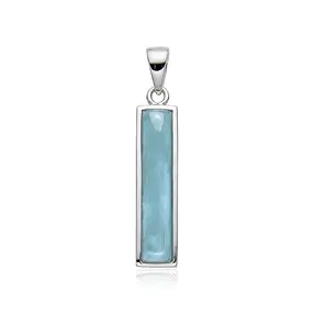 Larimar pendant, rectangle (4.5 x 24mm), 3.5cm, rhodiniert | Marco Schreier