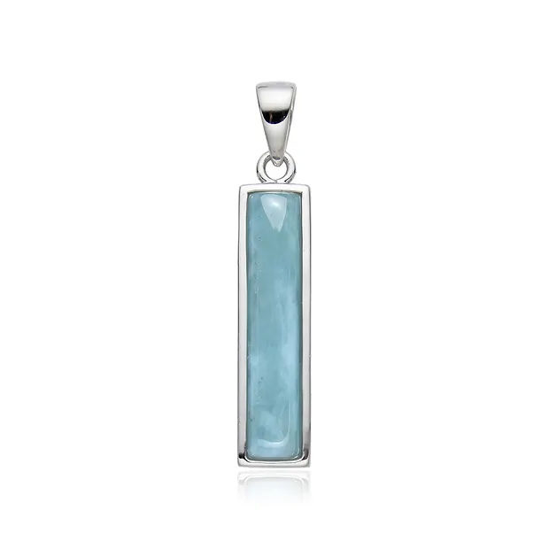Colgante de Larimar, rectángulo (4,5 x 24 mm), 3,5 cm, rodinado | Marco Schreier