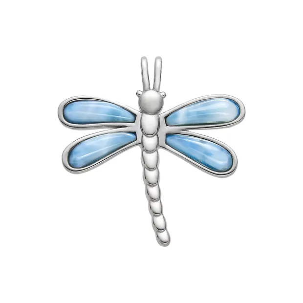 Anhänger Larimar, Libelle, 2,8cm, rhodiniert | Edelsteine, Heilsteine & Schmuck