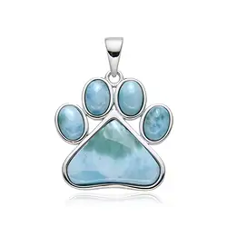 242018250122 Larimar pendant, paw, 3.0 cm, rhodiniert | wholesaler gems & healing stones
