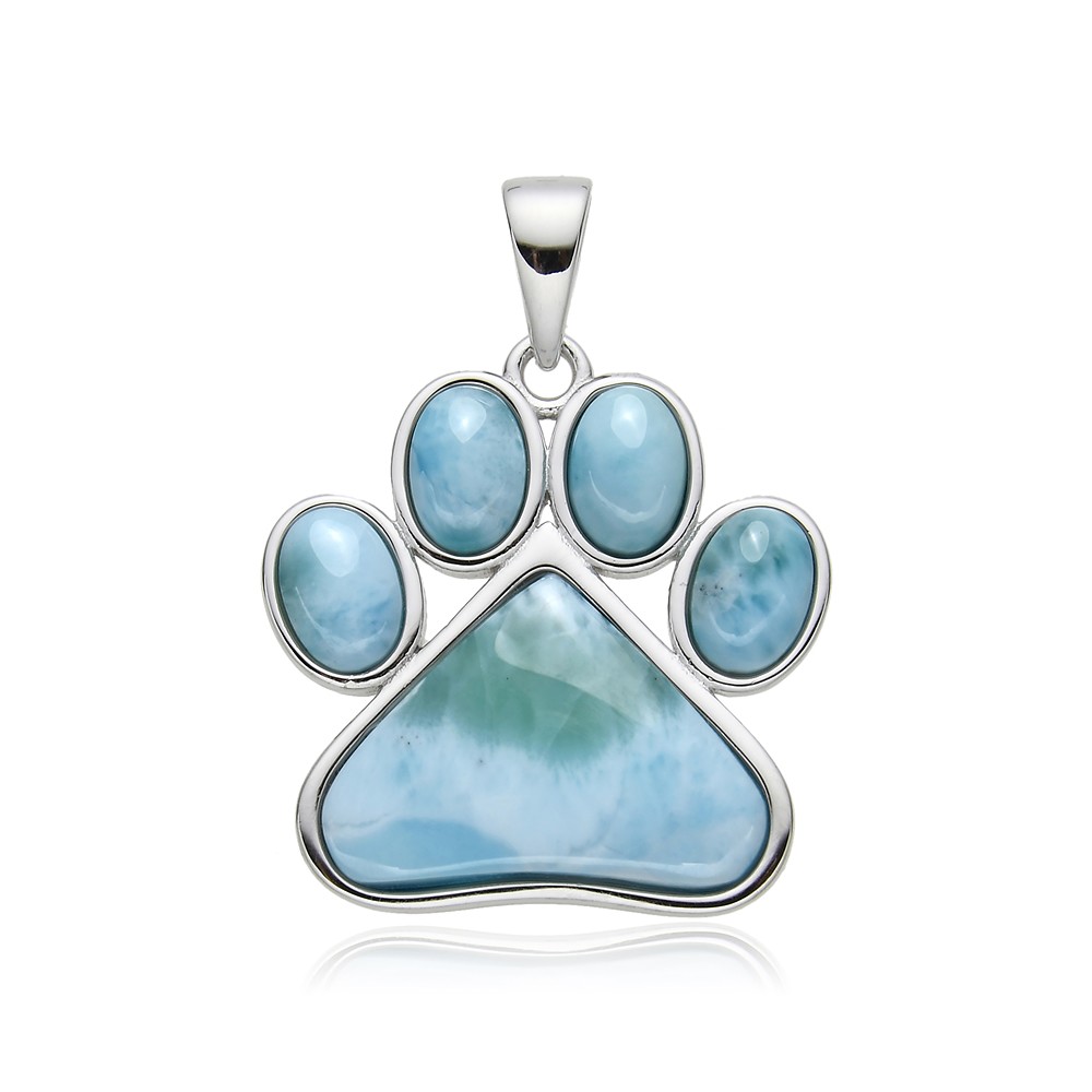 Colgante de Larimar, pata, 3,0 cm, rodinado | Marco Schreier