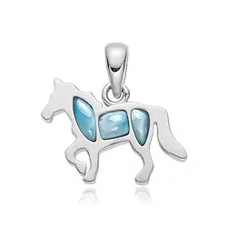 242018250138 Anhänger Larimar, Pferd, 1,9 x 1,4cm, rhodiniert | Marco Schreier