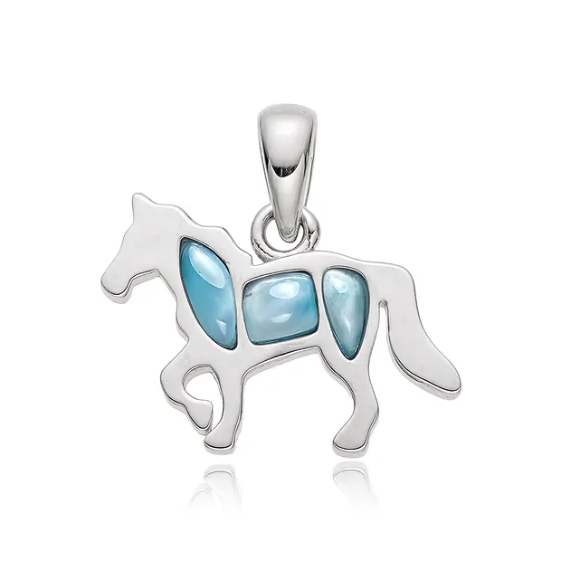 Ciondolo in Larimar, cavallo, 1,9 x 1,4 cm, rodiato | Marco Schreier