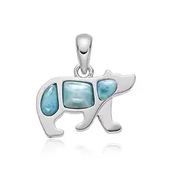 242018250140 Ciondolo in Larimar, orso, 1,9 x 1,2 cm, rodiato | Marco Schreier
