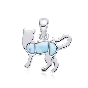 Pendentif Larimar, chat, 1,5cm, rhodié | Marco Schreier