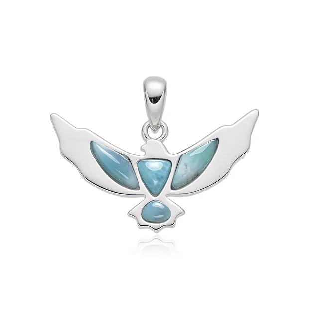 Larimar pendant, bird (eagle), 2.9 cm, rhodiniert | Marco Schreier