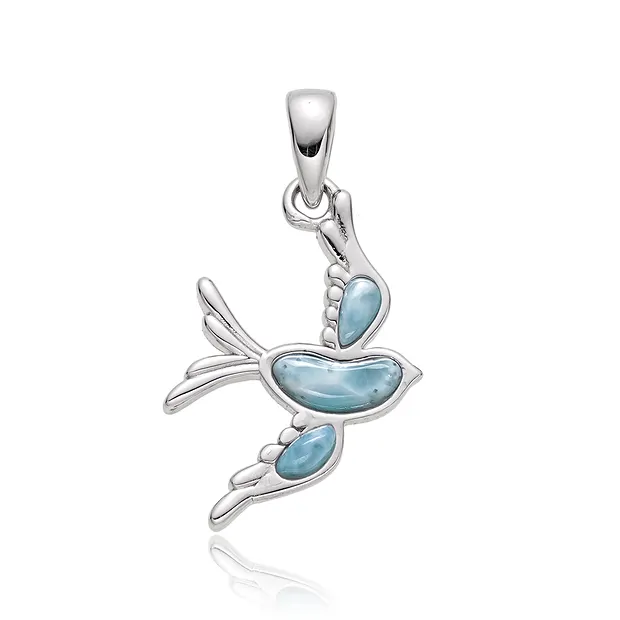 Pendentif Larimar, oiseau (hirondelle), 2,0cm, rhodié | Marco Schreier