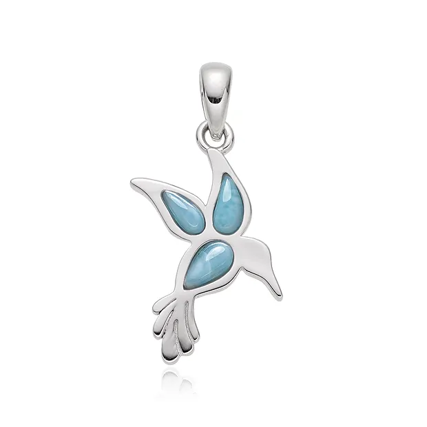 Pendentif Larimar, oiseau (colibri), 2,0cm, rhodié | Marco Schreier
