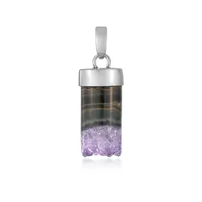 Amethyst pendant, cylinder (21 x 9mm), 3.4cm, rhodiniert | Marco Schreier