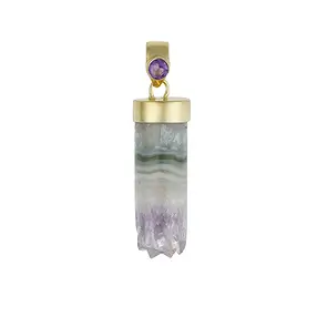 Anhänger Amethyst,, Zylinder (21 x 9mm), Cabochon, 3,4cm, rhodiniert | Marco Schreier