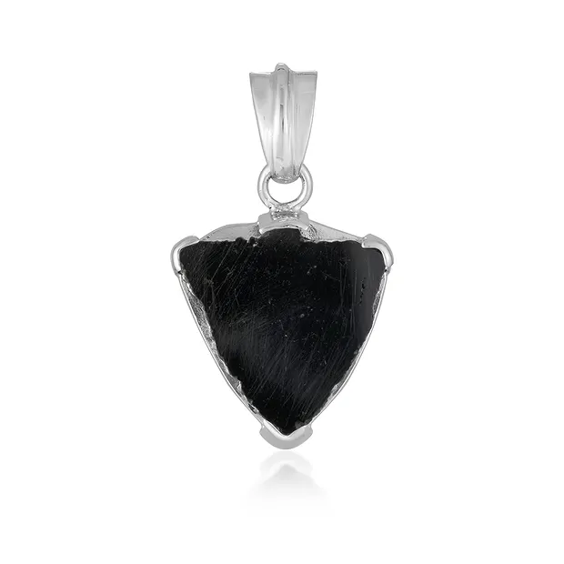 Tourmaline (stab.) pendant, disc (20 x 15mm), 3.0cm, rhodiniert | Marco Schreier