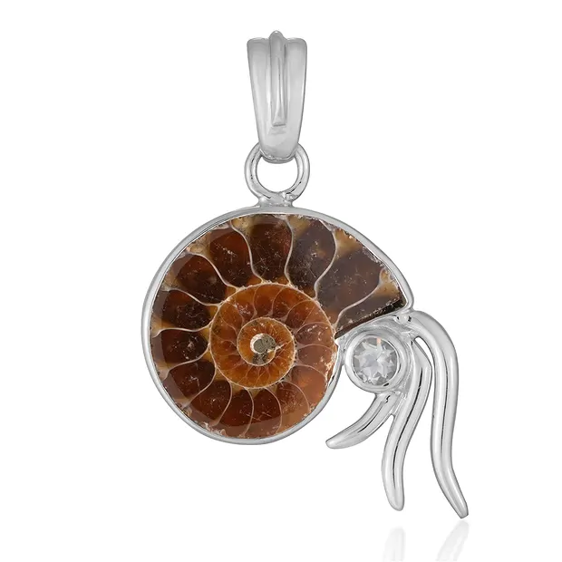 Ciondolo in ammonite (21 x 17 mm), 3,5 cm, rodiato | Marco Schreier