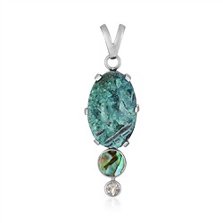 242018250208 Colgante Gema sílice, oval (19 x 14mm), concha paua, topacio, 4,5cm, rodinado | Marco Schreier